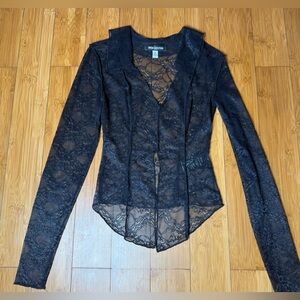 Urban Outfitters Black Asymmetrical Long Sleeve Blouse